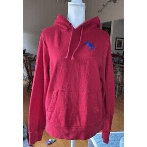 VINTAGE 90's - Y2K Abercrombie & Fitch Hoodie Medium Red  Blue Moose Sweatshirt